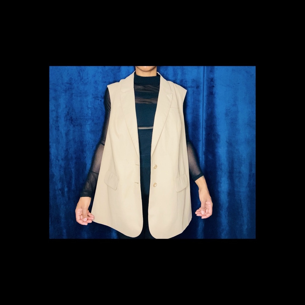 Beige blazer vest